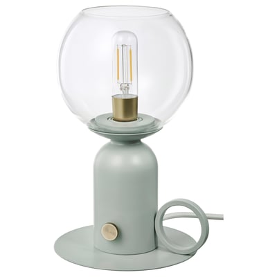 ÅSKMULLER Lámpara de mesa, verde grisáceo, 24 cm