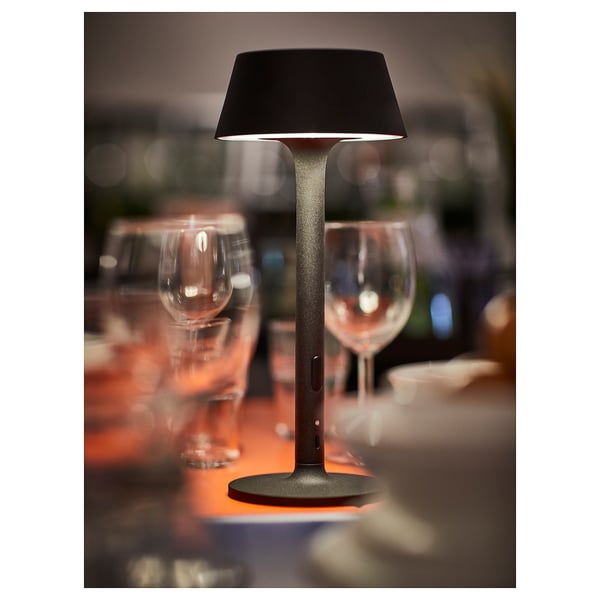 AVHÅLL Lámpara LED portátil, A pilas regulación intensidad luminosa/negro exterior, 29 cm