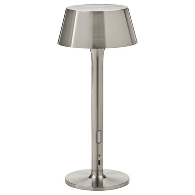 AVHÅLL Lámpara LED portátil, A pilas regulación intensidad luminosa/niquelado exterior, 29 cm
