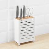 AVSTEG Soporte para cuchillos, bambú/blanco, 23 cm