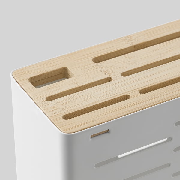 AVSTEG Soporte para cuchillos, bambú/blanco, 23 cm