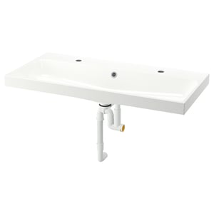 BACKSJÖN Lavamanos con sifón, blanco, 100x48 cm