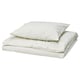BANDKNIPPE Funda de plumón y funda almohada, blanco/verde, 150x200/50x60 cm