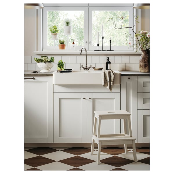 BEKVÄM Butaco escalera, blanco, 50 cm