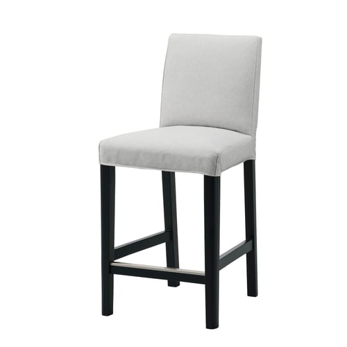 BERGMUND Silla de bar con espaldar, altura de bar negro/Orrsta gris claro, 62 cm