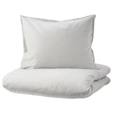BERGPALM Funda plumón con 2 fundas almohada, gris/Raya, 240x220/50x60 cm