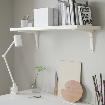 BERGSHULT / TOMTHULT Repisa+soporte, blanco, 80x30 cm