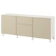 BESTÅ Almacenaje con cajones, Krukmakare beige/Stubbarp blanco, 180x42x74 cm