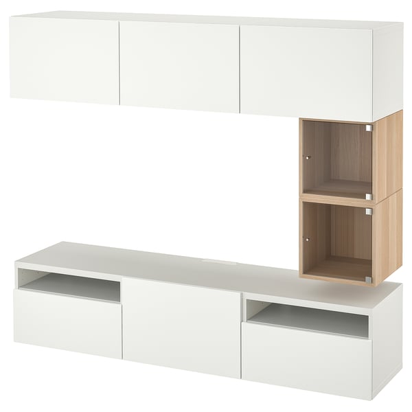 BESTÅ / EKET Mueble TV, blanco/Lappviken blanco, 180x42x166 cm