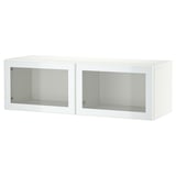 BESTÅ Estantería de cubos, blanco Glassvik/blanco con verde claro vidrio incoloro, 120x42x38 cm