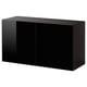 BESTÅ Estantería de cubos, negro con café/Selsviken negro, 120x42x64 cm