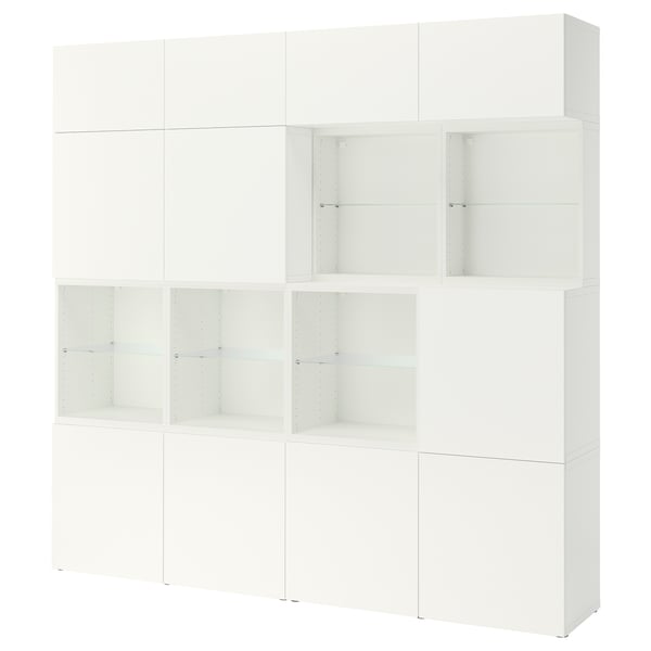 BESTÅ Mueble sala con puertas, blanco/Lappviken blanco, 240x42x231 cm