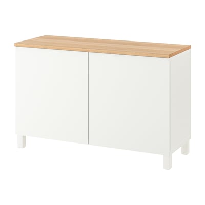 BESTÅ Mueble sala con puertas, blanco/Lappviken/Stubbarp blanco, 120x42x76 cm