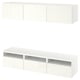 BESTÅ Mueble TV, blanco/Selsviken Alto brillo/blanco, 180x42x185 cm