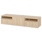 BESTÅ Mueble TV con cajones y puertas, Efecto roble tinte blanco/Hanviken Efecto roble tinte blanco, 180x42x39 cm