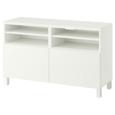 BESTÅ Mueble TV con puertas, blanco/Förvaltare blanco, 120x42x74 cm