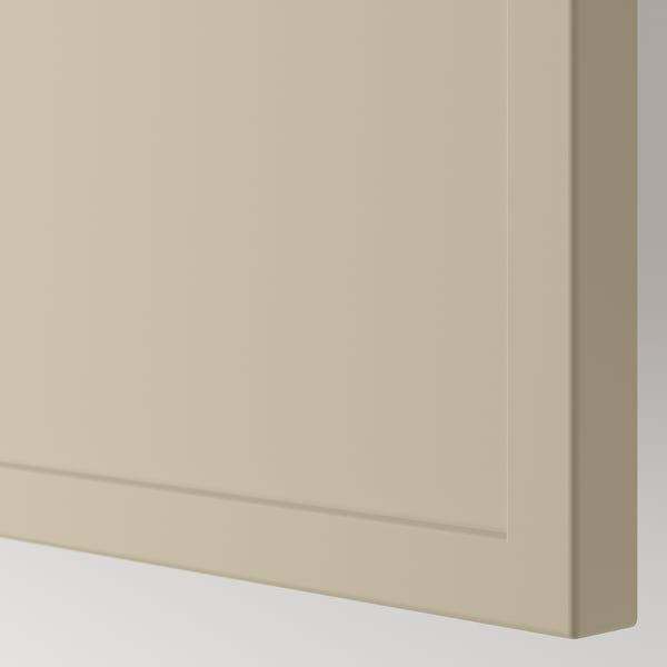 BESTÅ Mueble TV con puertas, blanco/Krukmakare beige, 120x42x74 cm
