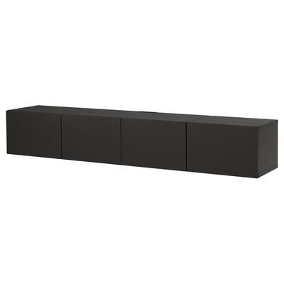 BESTÅ Mueble TV con puertas, negro con café/Lappviken negro con café, 240x42x38 cm