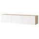 BESTÅ Mueble TV, Efecto roble tinte blanco/Selsviken Alto brillo/blanco, 180x42x38 cm