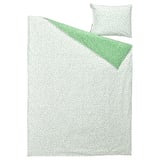 BJÖRKGRÅMAL Funda de plumón y funda almohada, verde blanco/Lunares, 150x200/50x60 cm
