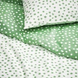 BJÖRKGRÅMAL Funda plumón con 2 fundas almohada, verde blanco/Lunares, 240x220/50x60 cm