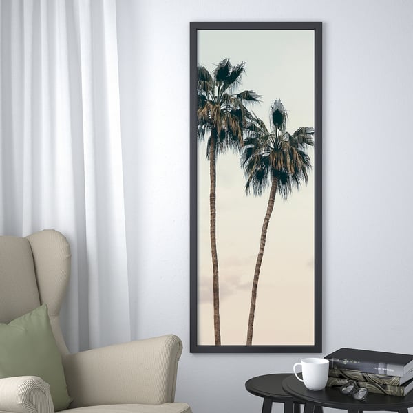 BJÖRKSTA Imagen+marco, atardecer nostálgico/negro, 56x140 cm