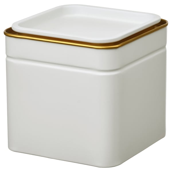 BLOMNING Recipiente con tapa metal, blanco hueso Para café/té, 10x10x10 cm