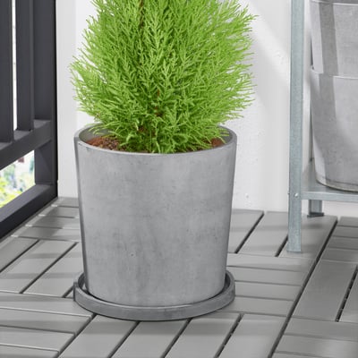 BOYSENBÄR Plato para matera, Interior / exterior gris claro, 27 cm