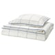 BREDVECKLARE Funda de plumón y funda almohada, blanco azul/A cuadros, 150x200/50x60 cm