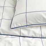 BREDVECKLARE Funda de plumón y funda almohada, blanco azul/A cuadros, 150x200/50x60 cm