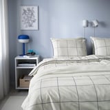 BREDVECKLARE Funda de plumón y funda almohada, blanco azul/A cuadros, 150x200/50x60 cm
