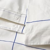 BREDVECKLARE Funda plumón con 2 fundas almohada, blanco azul/A cuadros, 240x220/50x60 cm