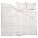 BREDVECKLARE Funda plumón con 2 fundas almohada, blanco rosado/A cuadros, 240x220/50x60 cm
