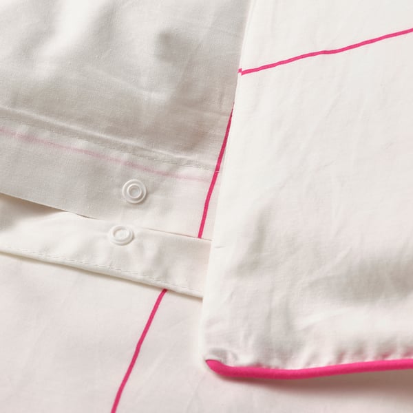 BREDVECKLARE Funda plumón con 2 fundas almohada, blanco rosado/A cuadros, 240x220/50x60 cm
