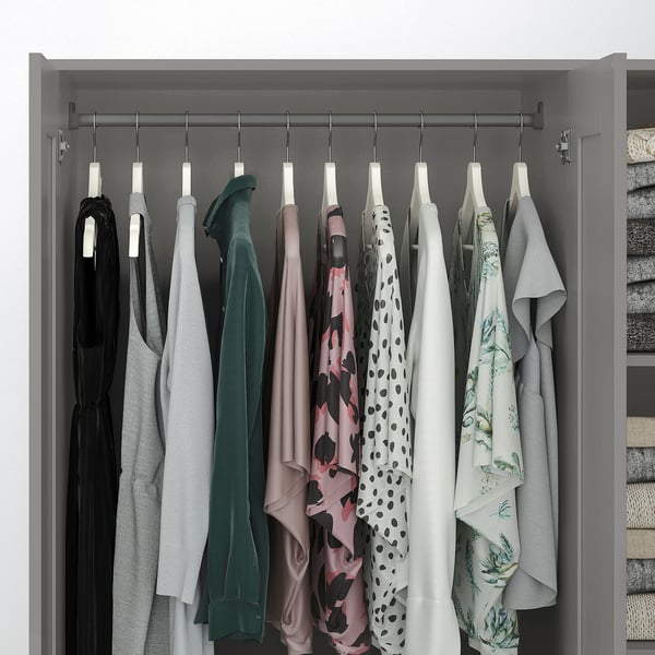 BRIMNES Clóset con 3 puertas, gris, 117x50x190 cm