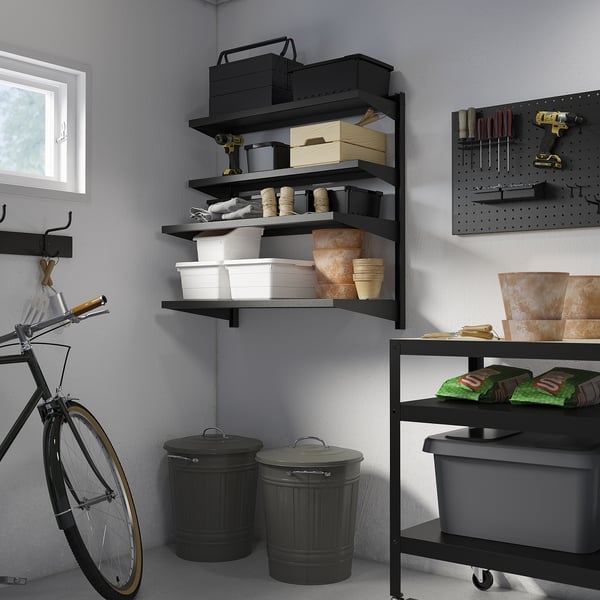 BROR Combi estante pared, negro, 88x30/45x90 cm