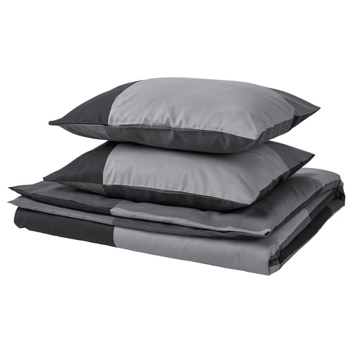 BRUNKRISSLA Funda plumón con 2 fundas almohada, negro, 240x220/50x60 cm