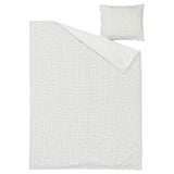 DOFTAKLEJA Funda de plumón y funda almohada, blanco/gris oscuro, 150x200/50x60 cm