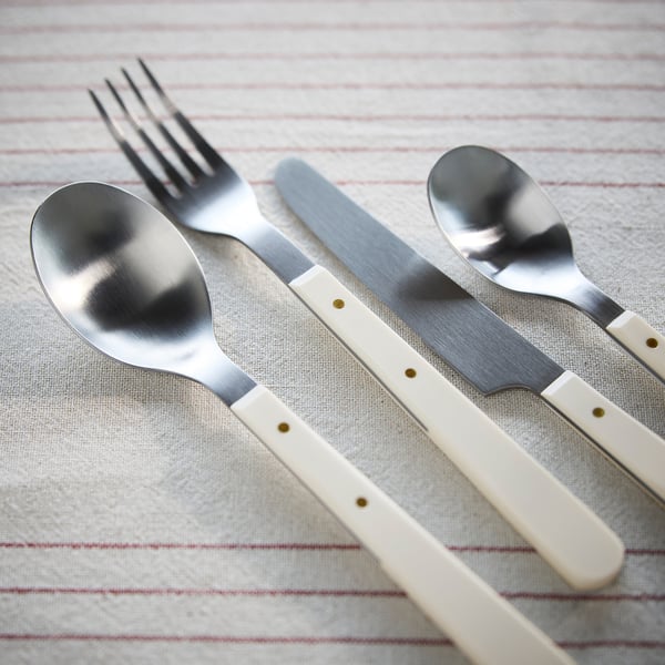 DOFTSKÖLD Set cubiertos, 24 piezas, blanco hueso