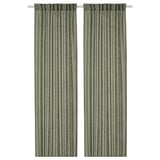 DYTÅG Cortinas, 1 par, verde grisáceo/con cinta de fruncir, 145x250 cm
