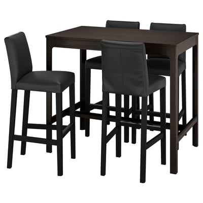 EKEDALEN / BERGMUND Barra y 4 sillas, café oscuro/Glose negro