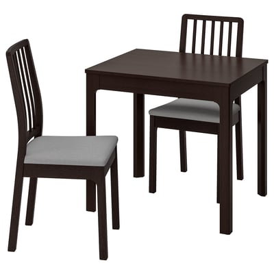 EKEDALEN / EKEDALEN Mesa y dos sillas, café oscuro/Orrsta gris claro, 80/120 cm