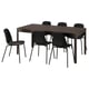 EKEDALEN / LIDÅS Mesa y 6 sillas, café oscuro/negro negro, 180/240 cm