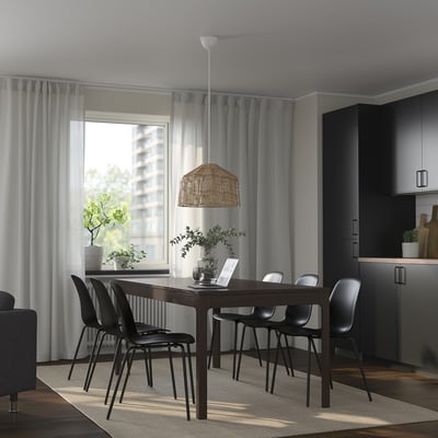 EKEDALEN / LIDÅS Mesa y 6 sillas, café oscuro/negro negro, 180/240 cm