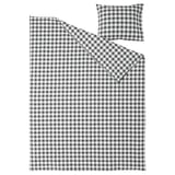 EKTANDVINGE Funda de plumón y funda almohada, gris oscuro blanco/A cuadros, 150x200/50x60 cm
