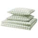 EKTANDVINGE Funda plumón con 2 fundas almohada, gris con verde claro blanco/A cuadros, 240x220/50x60 cm