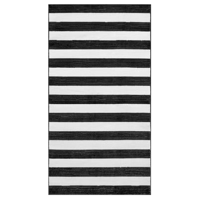 ELSYSTEM Tapete, pelo corto, negro con blanco/Raya, 80x150 cm