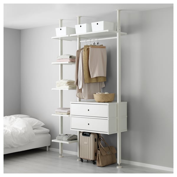 ELVARLI Combinación de clóset, blanco, 135x51x222-350 cm