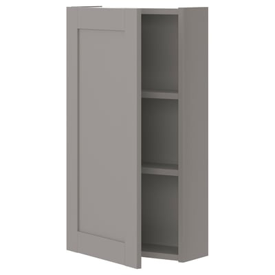 ENHET Armario pared 2 repisas/puertas, gris/marco gris, 40x17x75 cm