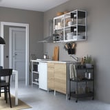 ENHET Cocina, blanco/Efecto roble, 223x63.5x222 cm